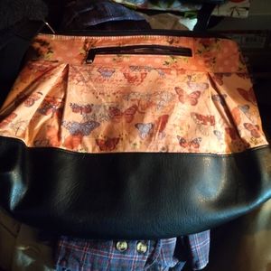 Pink and black butterfly purse